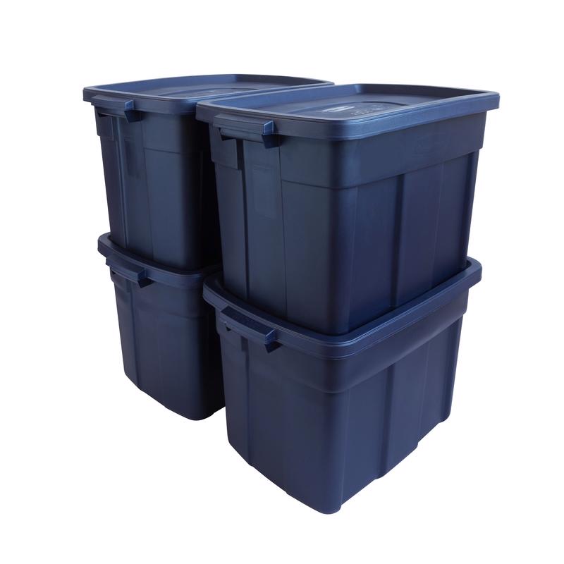 Rubbermaid Roughneck 25 gal Blue Storage Box 23-5/16 in. H X 18-1/2 in. W X 28.875 in. D Stackable