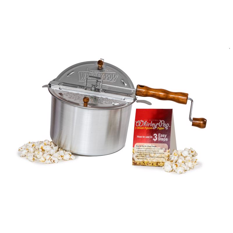 Whirley Pop Aluminum Stove Top Popcorn Popper 16.5 in. 6 qt Silver