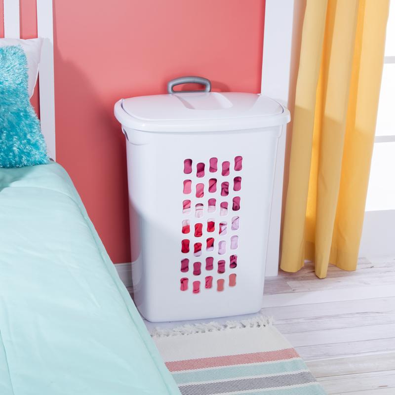 Sterilite White Plastic Wheeled Laundry Basket
