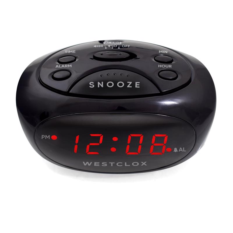 Westclox 0.6 in. Black Alarm Clock LED Plug-In