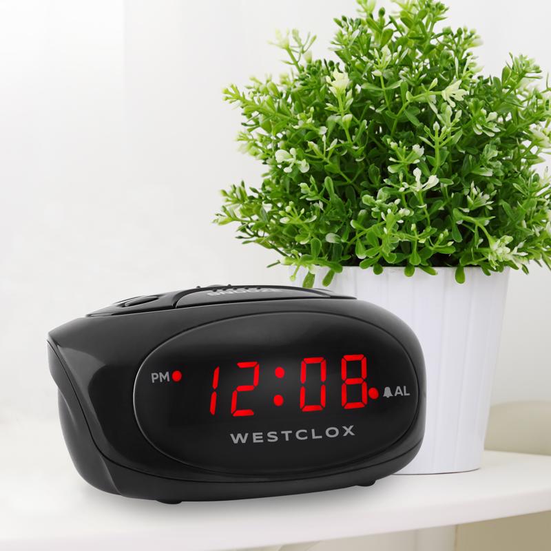 Westclox 0.6 in. Black Alarm Clock LED Plug-In