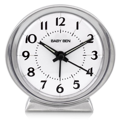 Westclox Baby Ben Silver Alarm Clock Analog Battery Operated