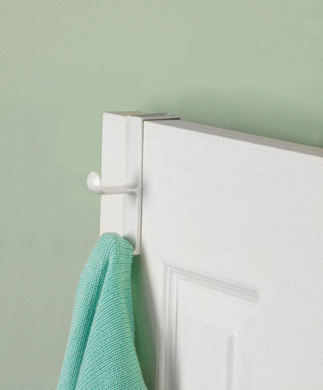 iDesign 5-1/2 in. L White Plastic Medium Over-the-Door Double Hook