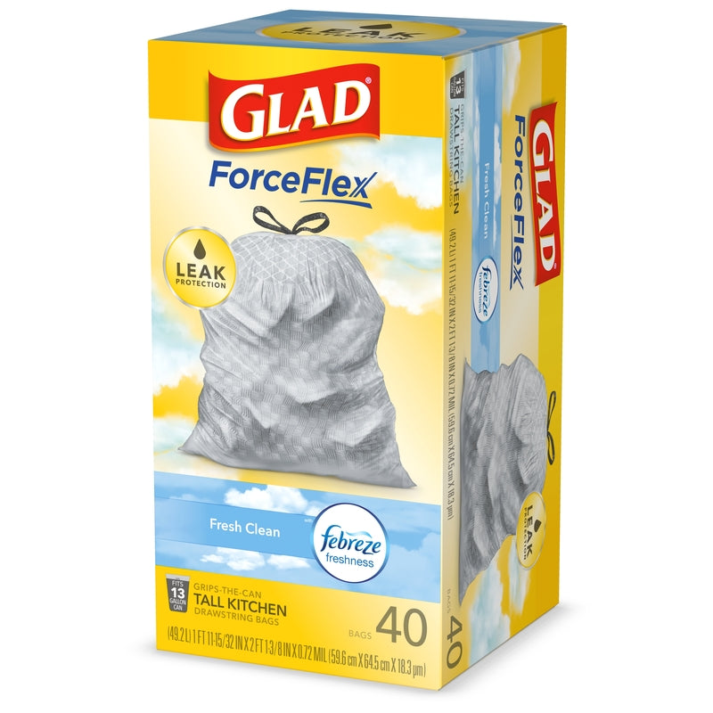 Glad ForceFlex 13 gal Fresh Tall Kitchen Bags Drawstring 40 pk