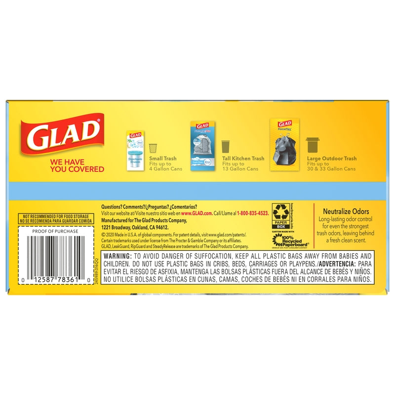 Glad ForceFlex 13 gal Fresh Tall Kitchen Bags Drawstring 40 pk
