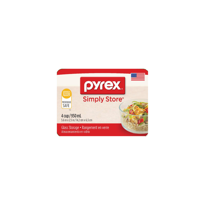Pyrex 6 in. Round Glass Dish with Lid Blue/Clear