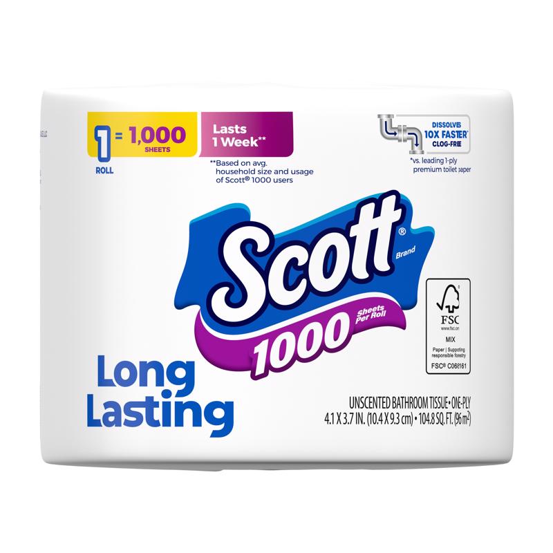 Scott Toilet Paper 1 Rolls 1000 sheet 104.8 sq ft