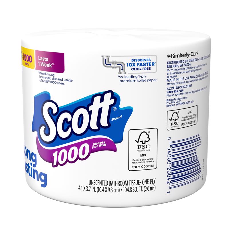 Scott Toilet Paper 1 Rolls 1000 sheet 104.8 sq ft