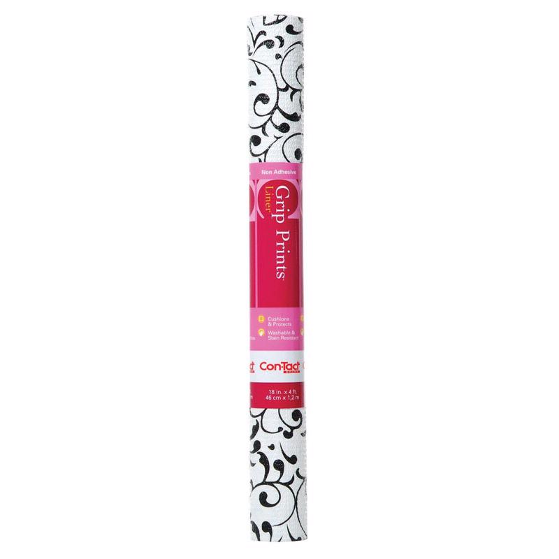 Con-Tact Grip Prints 4 ft. L X 18 in. W Virtu Black Non-Adhesive Shelf Liner