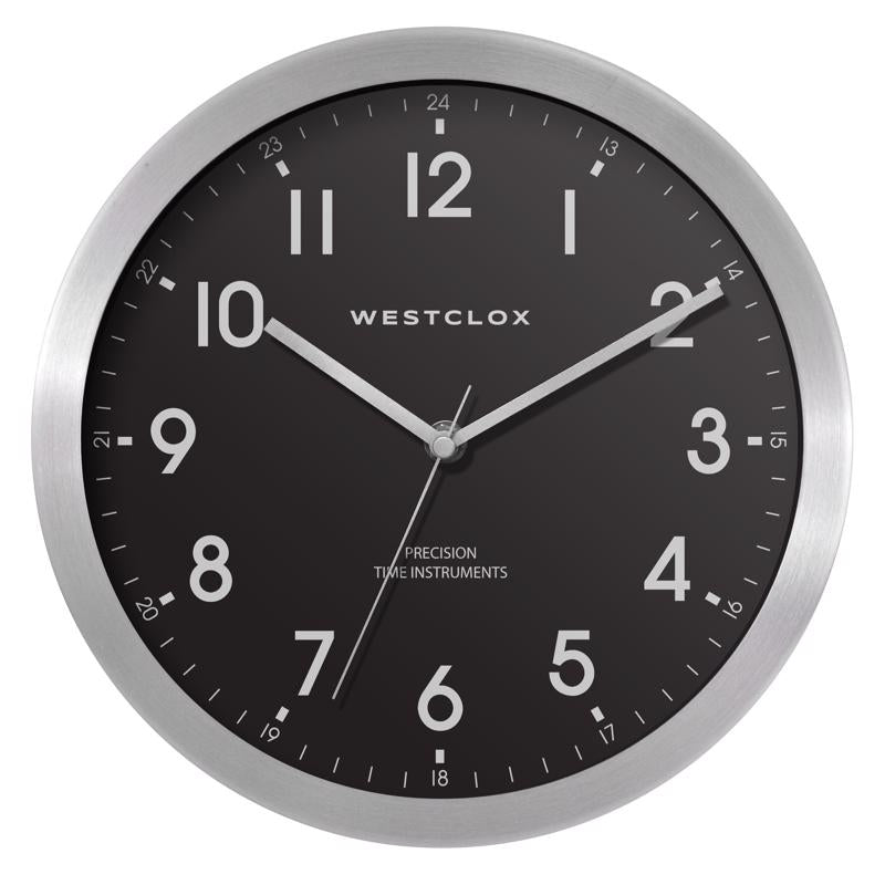 Westclox 9 in. L X 9 in. W Indoor Analog Wall Clock Metal Black