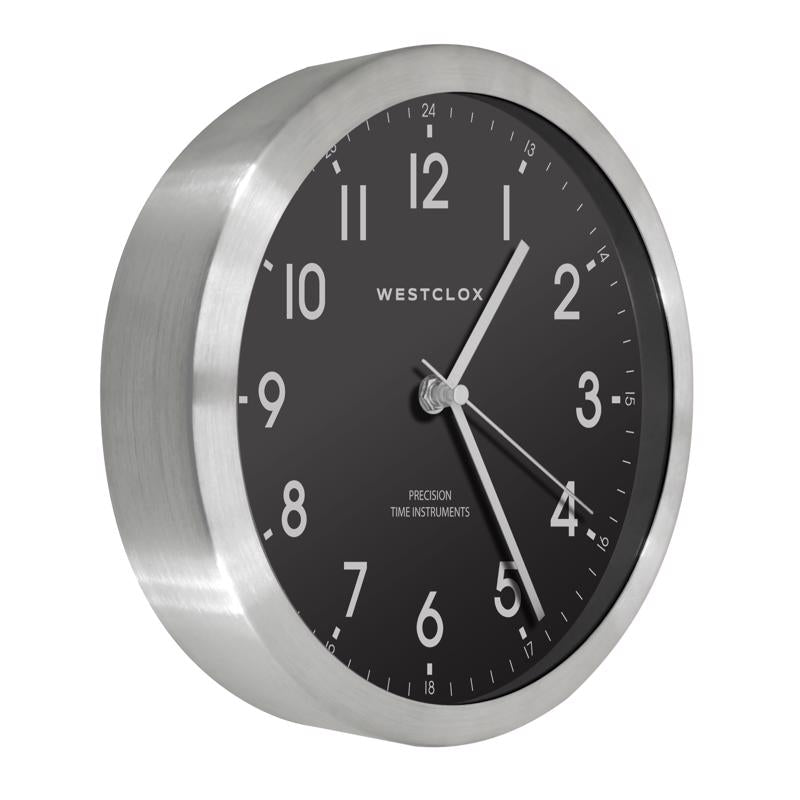 Westclox 9 in. L X 9 in. W Indoor Analog Wall Clock Metal Black