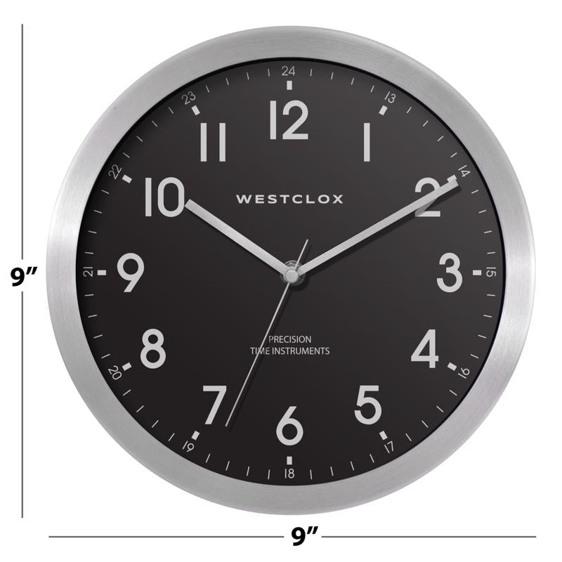 Westclox 9 in. L X 9 in. W Indoor Analog Wall Clock Metal Black