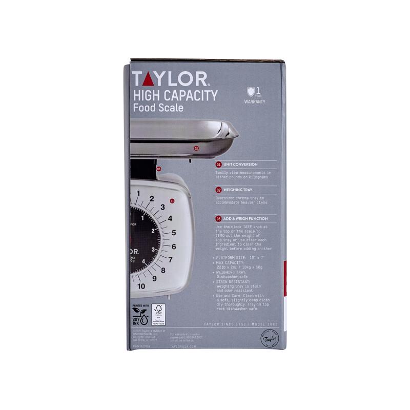 Taylor White Analog Kitchen Scale 22 lb