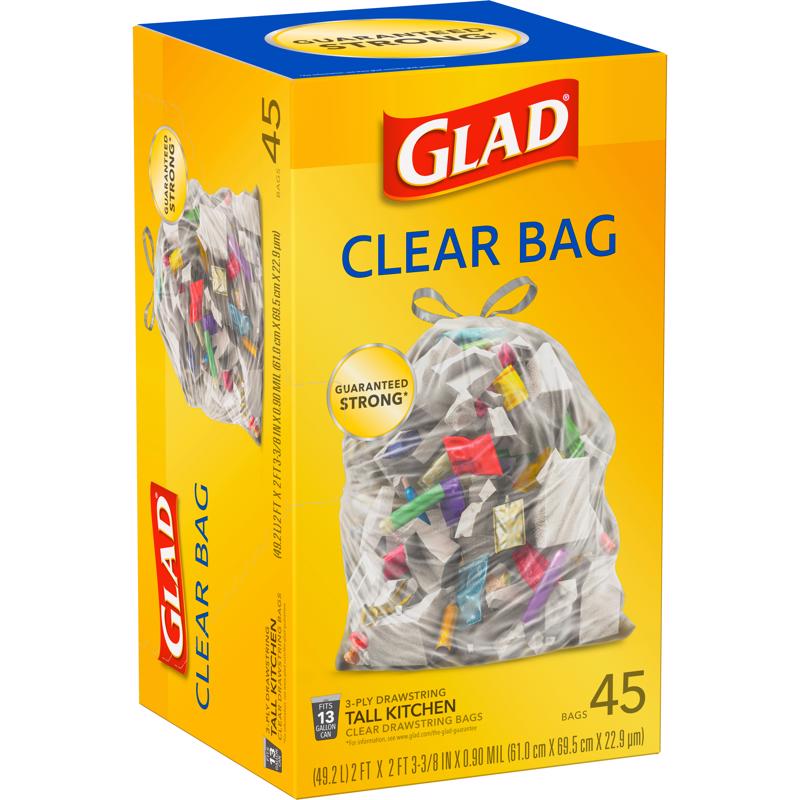 Glad 13 gal No Scent Tall Kitchen Bags Drawstring 45 pk