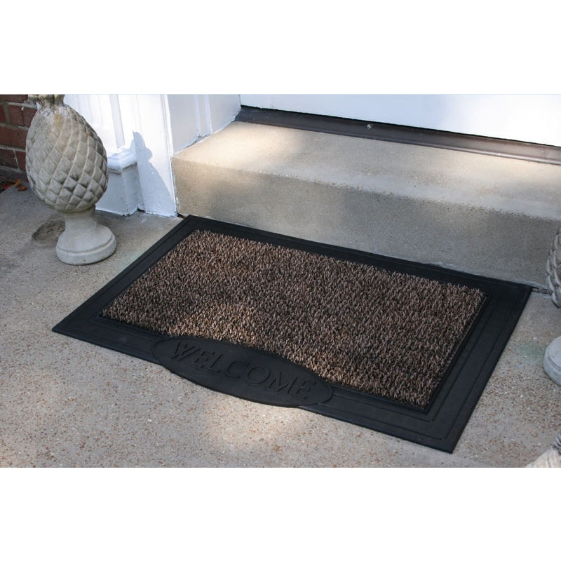 GrassWorx Clean Machine 24 in. W X 36 in. L Black/Brown Welcome Polyethylene Door Mat