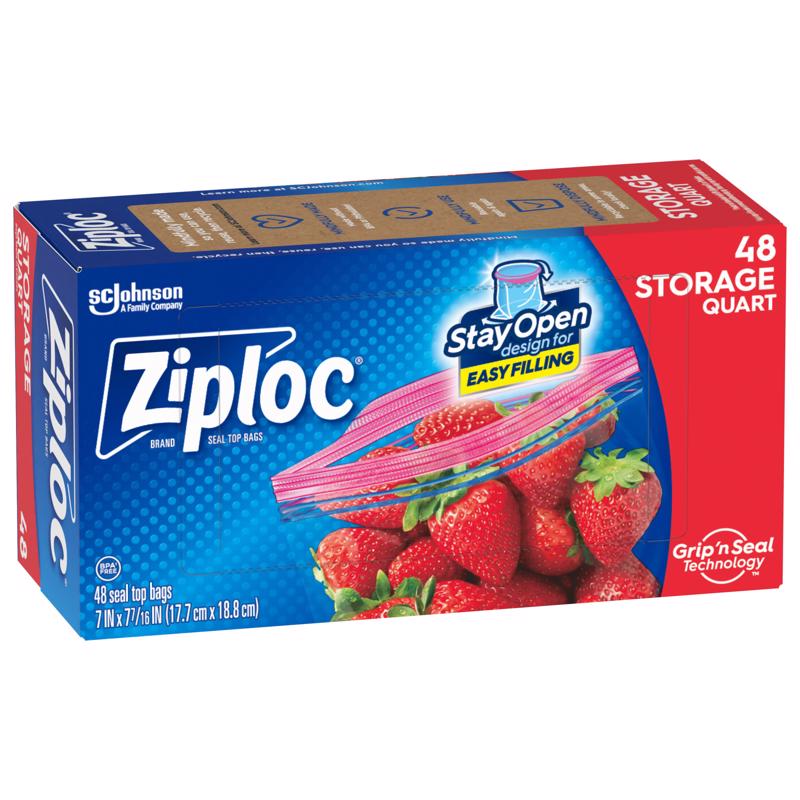 Ziploc 1 qt Clear Food Storage Bag 48 pk