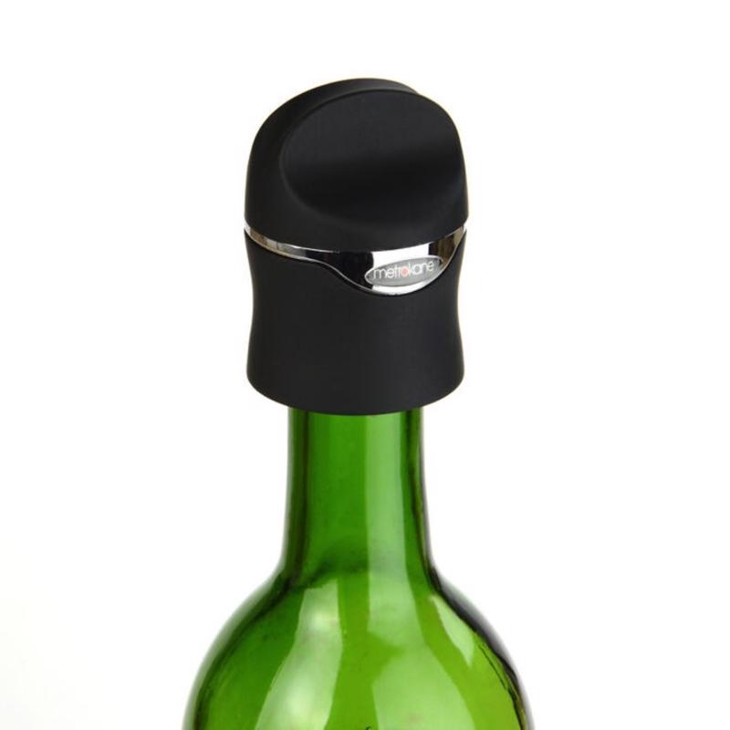 Rabbit Black Rubber/Stainless Steel Wine and Champagne Sealer