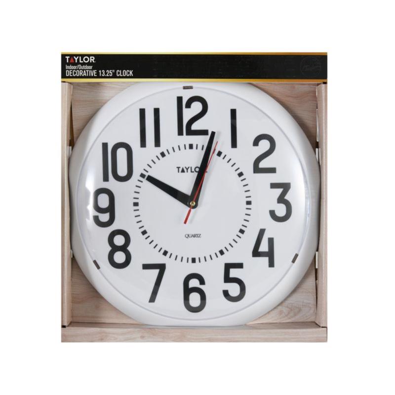Taylor Big and Bold Dial Clock Plastic Black/White 13.25 in.