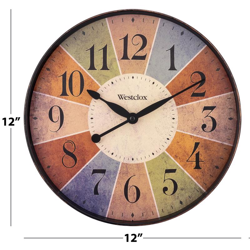 Westclox 12 in. L X 12 in. W Indoor Casual Analog Wall Clock Glass/Plastic Multicolored