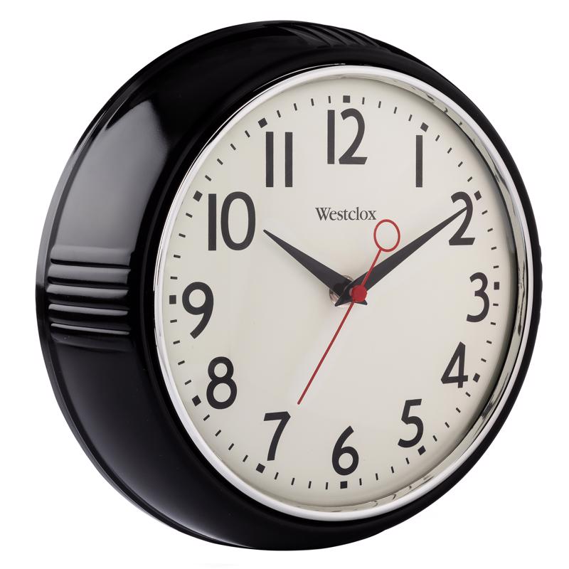 Westclox 9.75 in. L X 9 in. W Indoor Modern Analog Wall Clock Glass/Plastic Black