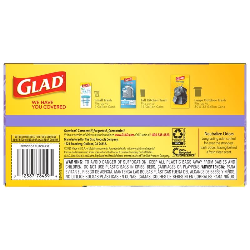 Glad ForceFlex 13 gal Lavender Tall Kitchen Bags Drawstring 40 pk