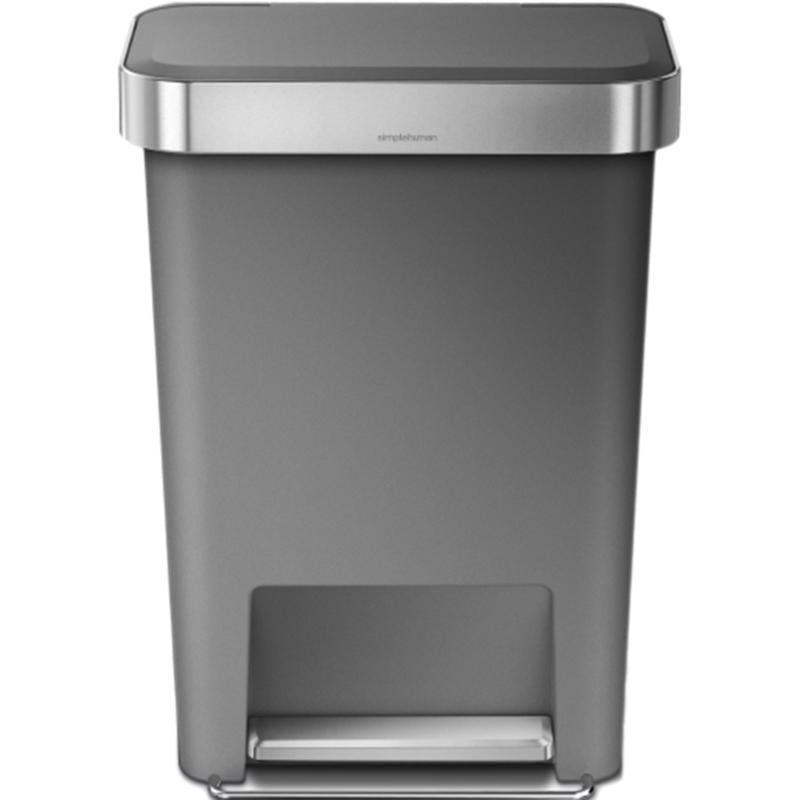 Simplehuman 45 L Gray Plastic Step Pedal Wastebasket