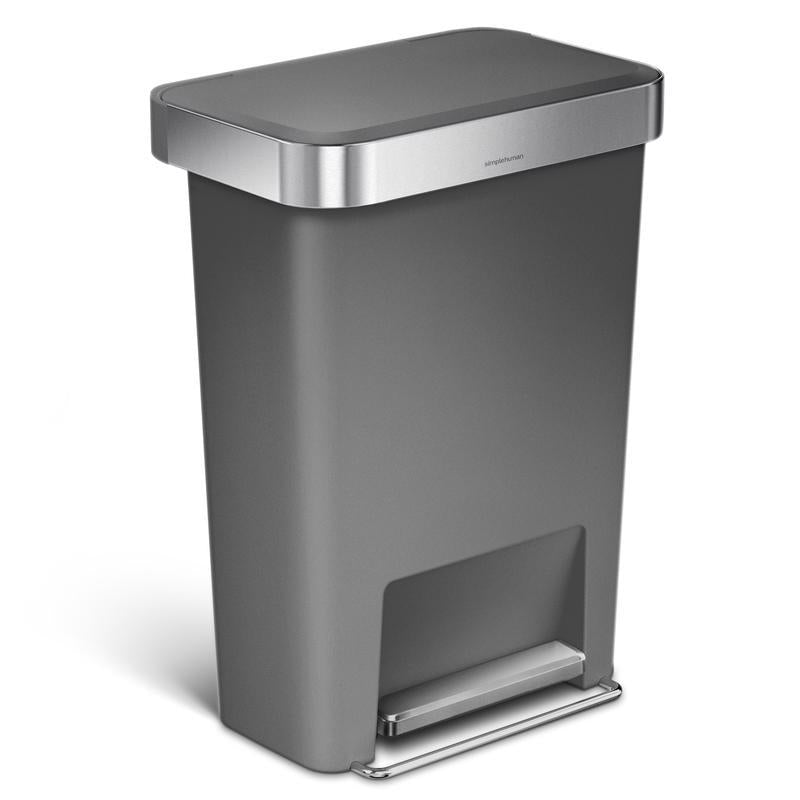 Simplehuman 45 L Gray Plastic Step Pedal Wastebasket