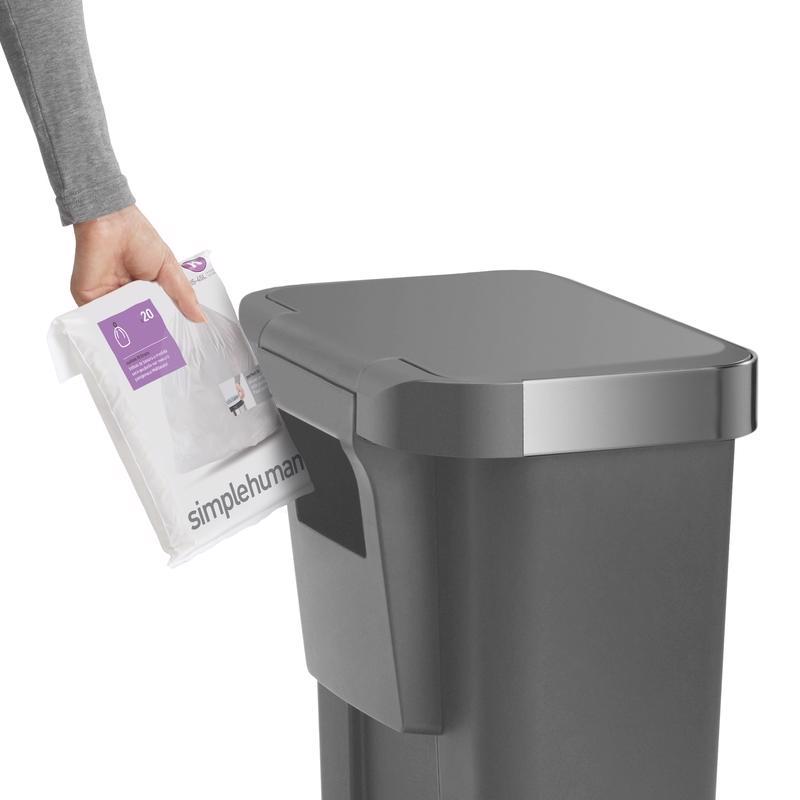 Simplehuman 45 L Gray Plastic Step Pedal Wastebasket