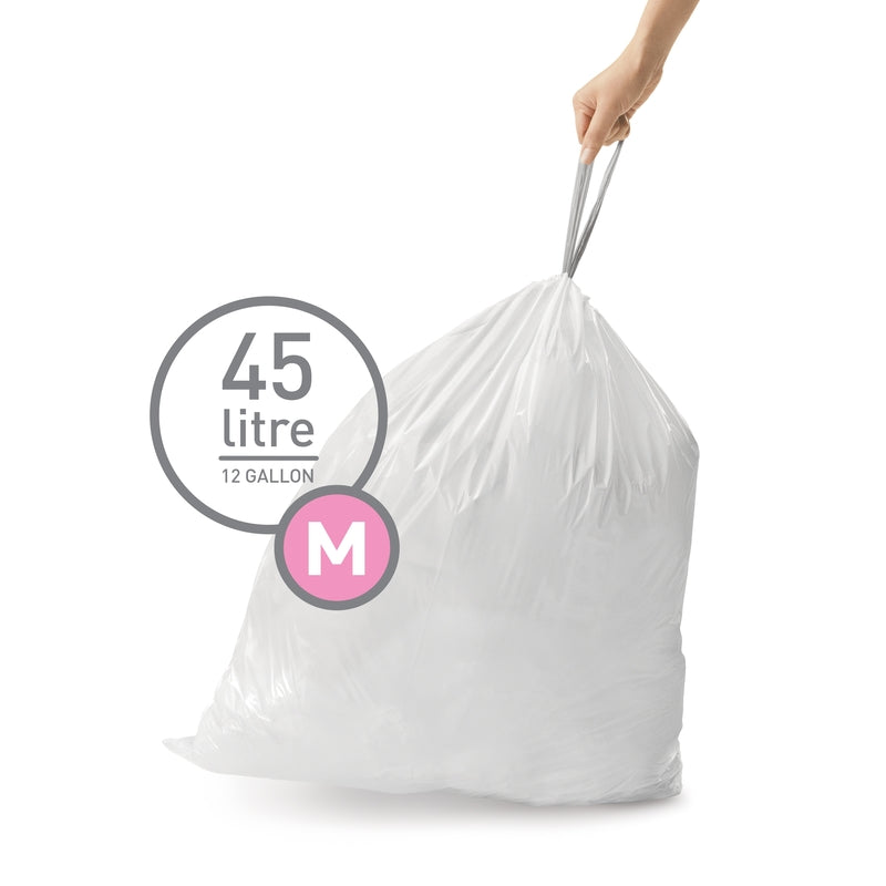 Simplehuman Custom Fit Code M 12 gal Trash Can Liners Drawstring 60 pk