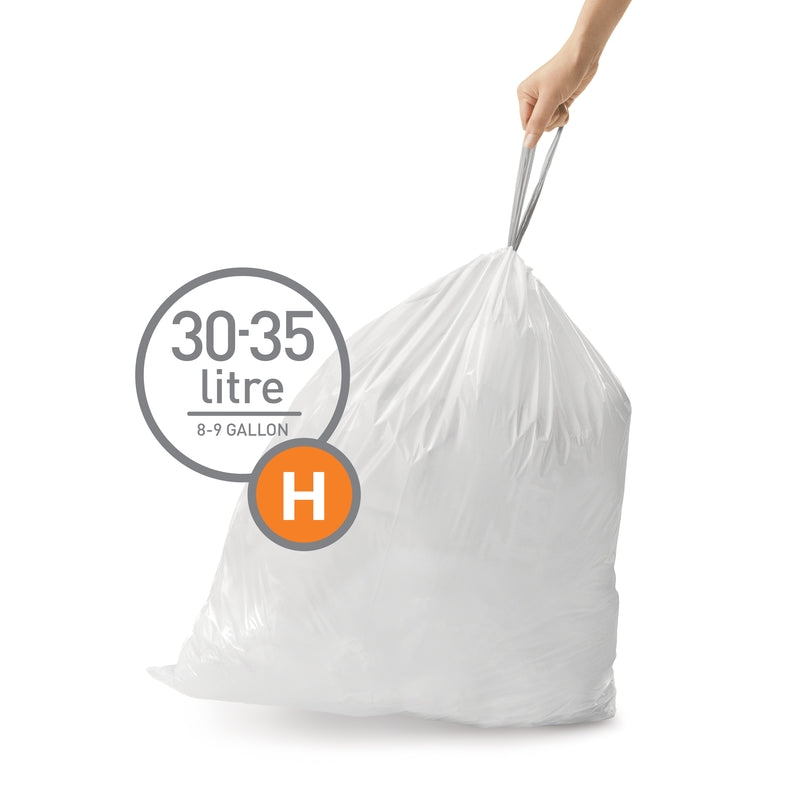 Simplehuman Custom Fit Code H 9 gal Trash Can Liners Drawstring 60 pk