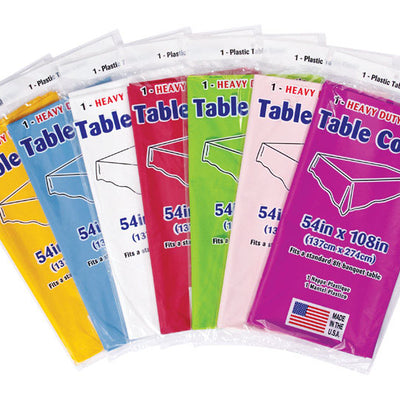 Diamond Visions Assorted Plastic Disposable Tablecloth 54 in. L X 108 in. W