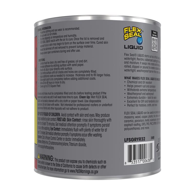 Flex Seal Family of Products Flex Seal Gray Liquid Rubber Sealant Coating 32 fl. oz.