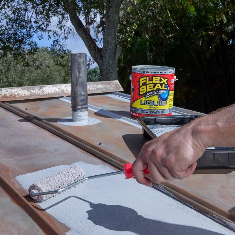 Flex Seal Family of Products Flex Seal Gray Liquid Rubber Sealant Coating 128 fl. oz.