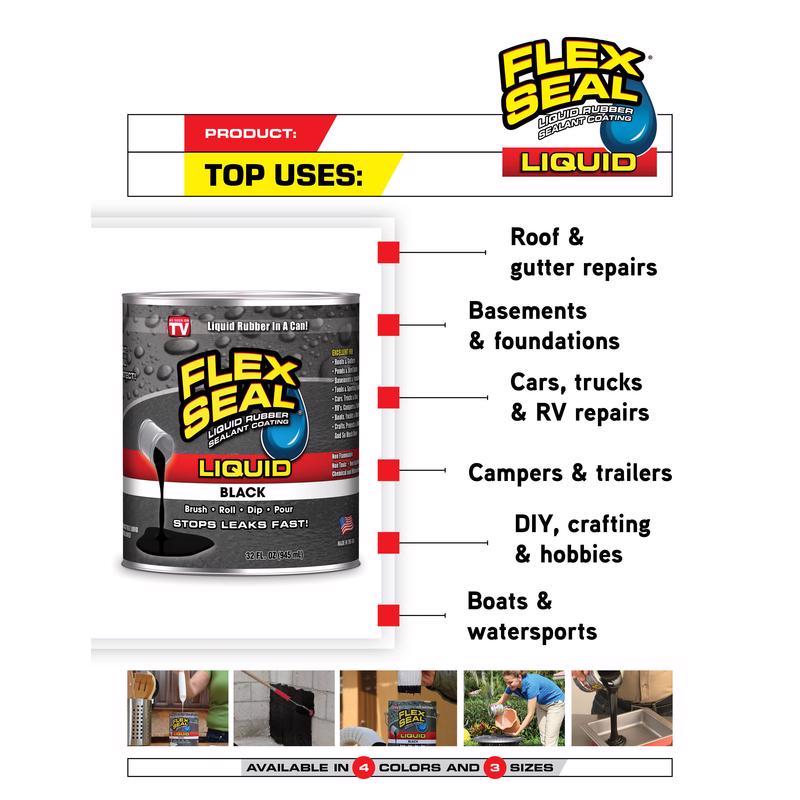 Flex Seal Family of Products Flex Seal Black Liquid Rubber Sealant Coating 128 fl. oz.