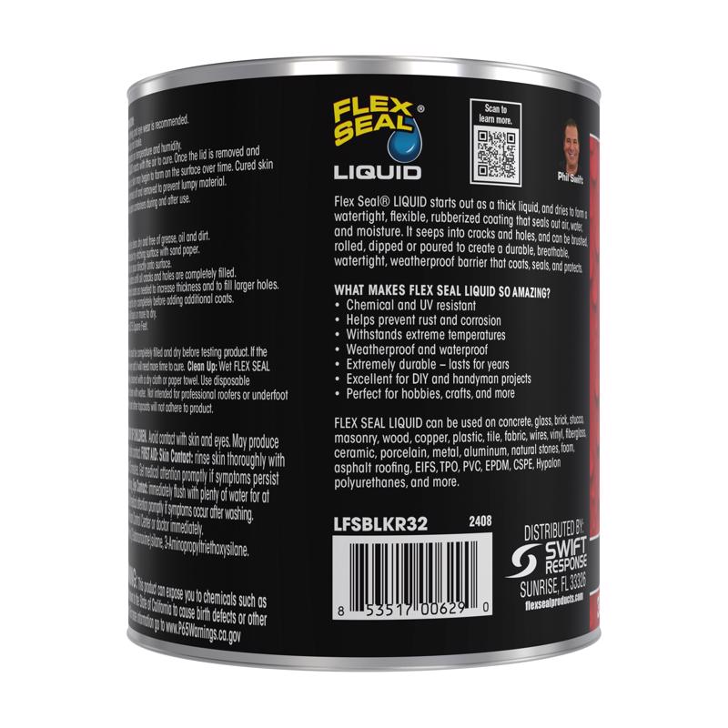 Flex Seal Family of Products Flex Seal Black Liquid Rubber Sealant Coating 32 fl. oz.