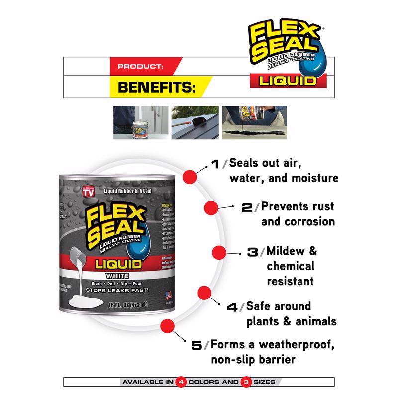Flex Seal Family of Products Flex Seal Black Liquid Rubber Sealant Coating 32 fl. oz.