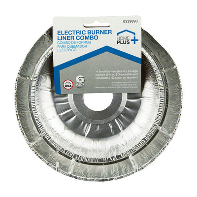 Home Plus Electric Burner Liner Silver 6 pk