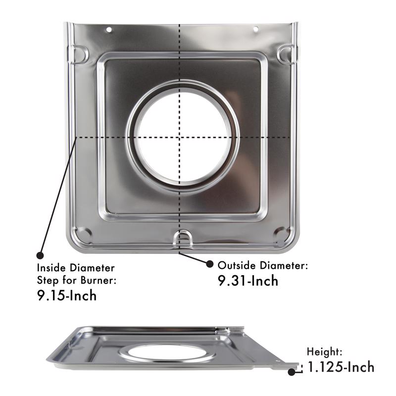 Range Kleen Chrome Drip Pan 9.25 in. W X 10.25 in. L