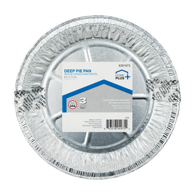 Home Plus Durable Foil 8-1/4 in. W X 8-1/4 in. L Deep Pie Dish Silver 3 pk