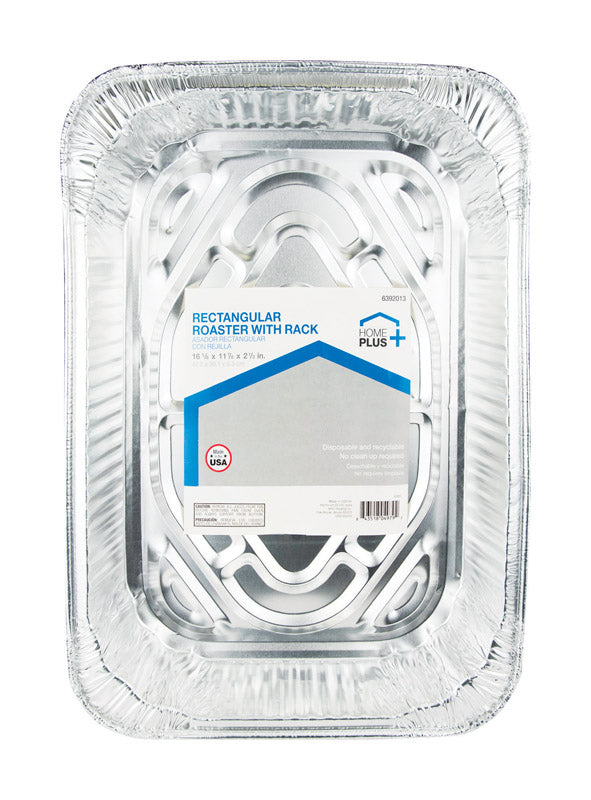 Home Plus Durable Foil Aluminum Roaster with Rack Silver