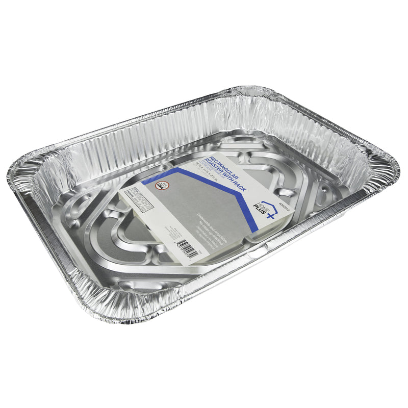 Home Plus Durable Foil Aluminum Roaster with Rack Silver