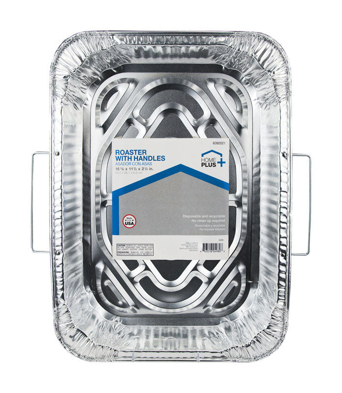 Home Plus Durable Foil 11-7/8 in. W X 16-5/8 in. L Roaster with Handles Silver