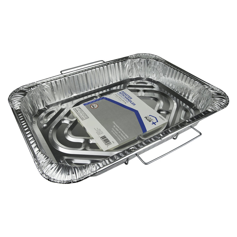 Home Plus Durable Foil 11-7/8 in. W X 16-5/8 in. L Roaster with Handles Silver