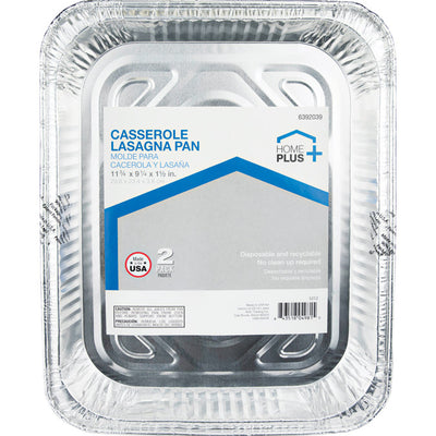 Home Plus Durable Foil 9-1/4 in. W X 11-3/4 in. L Casserole Lasagna Pan Silver 2 pc