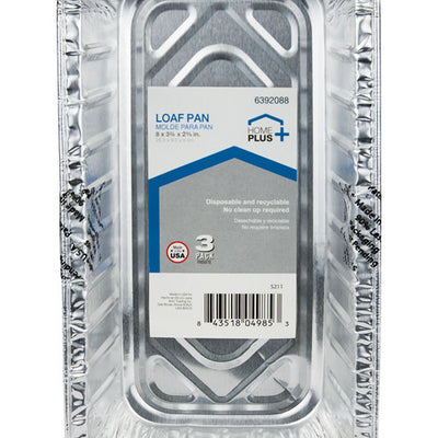 Home Plus Durable Foil 3-3/4 in. W X 8 in. L Loaf Pan Silver 3 pk