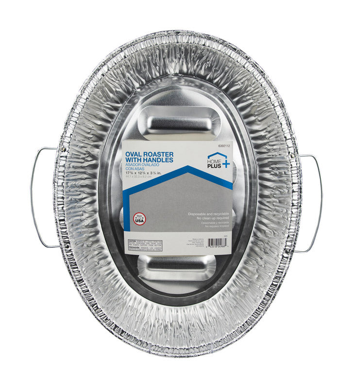Home Plus Durable Foil 12-3/4 in. W X 17-3/8 in. L Oval Roaster Pan Silver