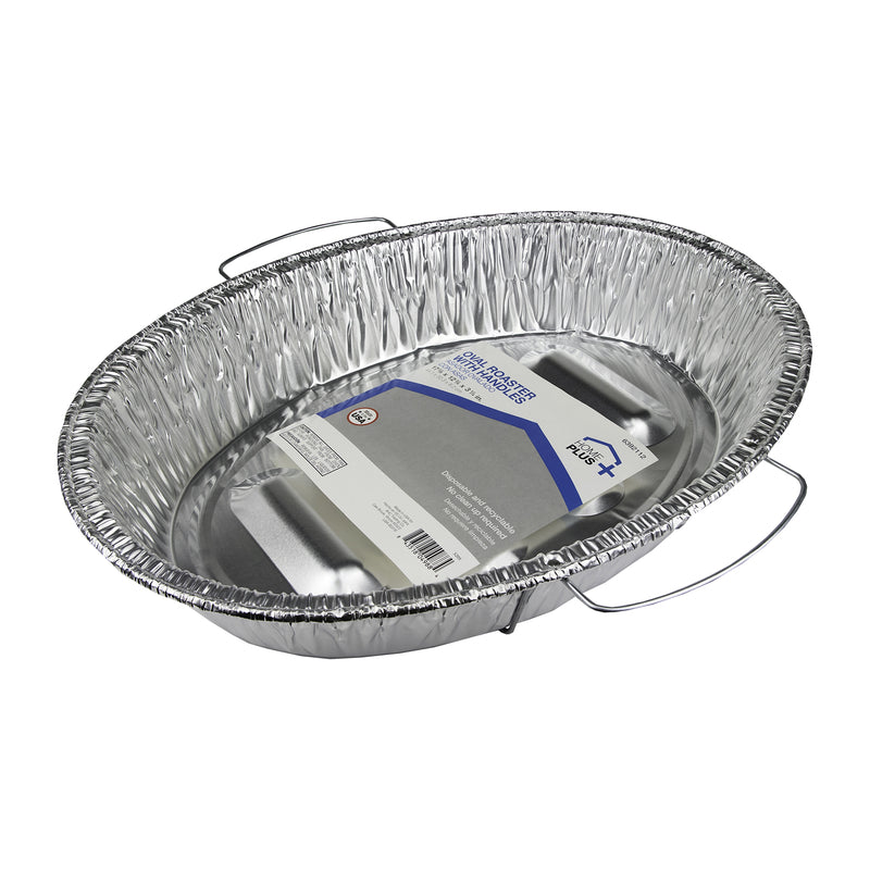 Home Plus Durable Foil 12-3/4 in. W X 17-3/8 in. L Oval Roaster Pan Silver