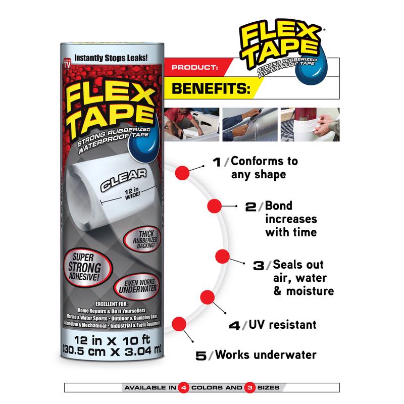 Flex Seal Family of Products Flex Tape 8 in. W X 5 ft. L White Waterproof Repair Tape