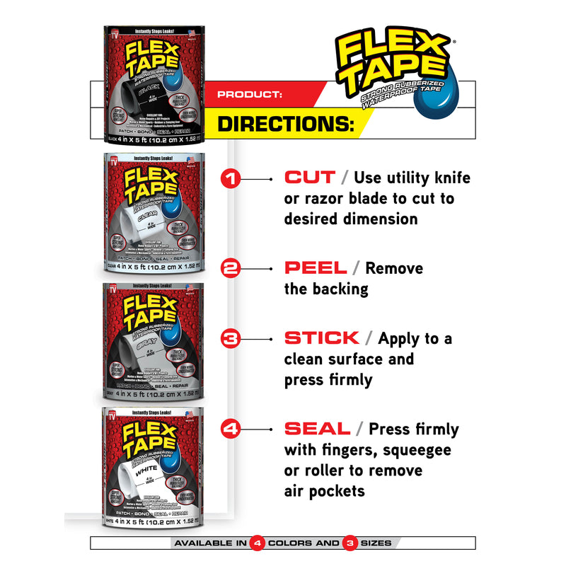Flex Seal Family of Products Flex Tape 12 in. W X 10 ft. L Black Waterproof Repair Tape