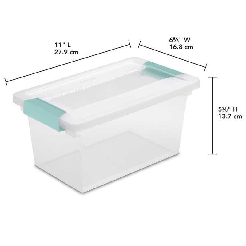 Sterilite 0.9 cu ft Clear Clip Storage Box 5.375 in. H X 6.625 in. W X 11 in. D Stackable